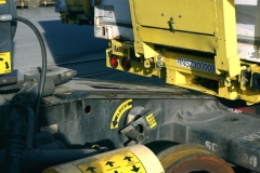 Closeup of a RailRunner chassis sliding to a bogie