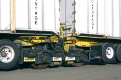 Two RailRunner chassis engaged to bogie