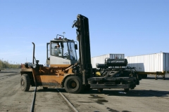 Yard hostler moves a RailRunner bogie